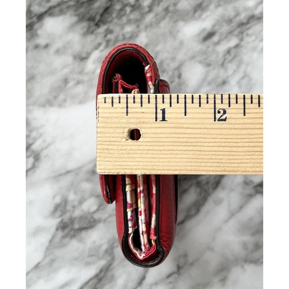 Vera Bradley Leather Riley Compact Wallet Canyon Sunset Red Quilted - Picture 13 of 13